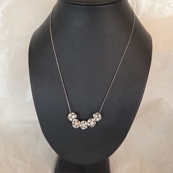 Charming Charlie Silver Tone Floating Crystal Beaded Necklace 18 in. - Picture 1 of 5